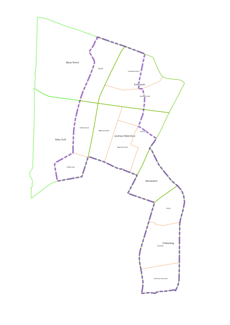 Kaart van wijken en buurten van de Centrale As